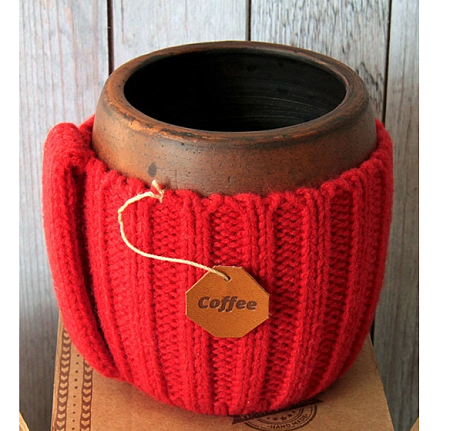 Керамическая кружка в вязаном чехле, ручная работа, 450 мл