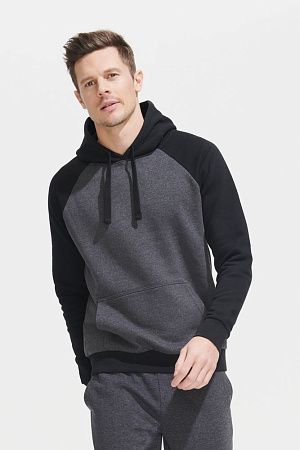 Толстовка унисекс Seattle, темный меланж с черным, размер XS