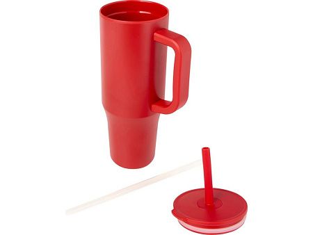 Герметичная термокружка «Brady» с силиконовой трубочкой, переработанная сталь, 900 мл