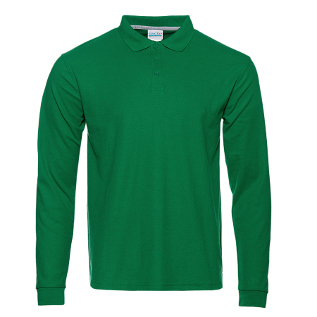Рубашка поло мужская STAN длинный рукав хлопок/полиэстер 185, 04S, Зелёный,  (30)  (44/XS)