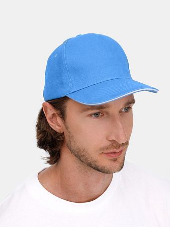 Бейсболка Classic 2.0, синяя с белым кантом