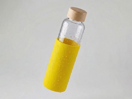 Стеклянная бутылка для воды в силиконовом чехле «Refine»