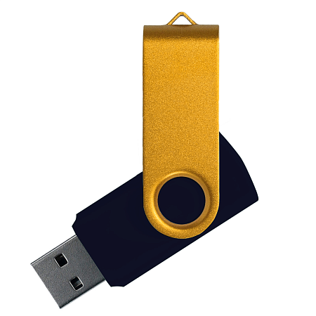 Флеш накопитель USB 2.0 Twister Сolor Mix 16GB, пластик Софт Тач/металл, черный/желтый