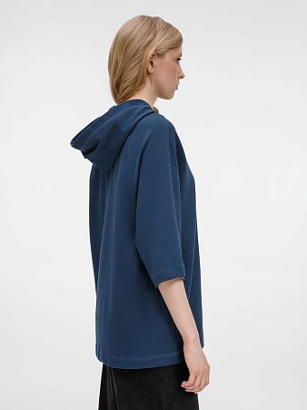 Футболка оверсайз унисекс с капюшоном Neofit, темно-синяя, размер XL/2XL