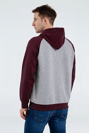 Толстовка унисекс Seattle, серый меланж с бордовым, размер M