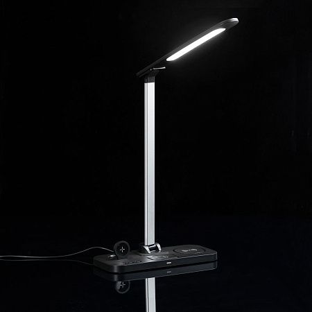 Настольная лампа с беспроводной зарядкой Power Light, черная