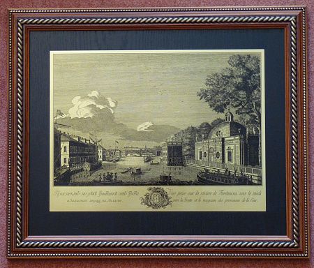 Гравюра "Набережная реки Фонтанки"