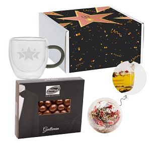 Подарочный набор «Оскар»: чашка, чайная бомба, вишня в шоколаде