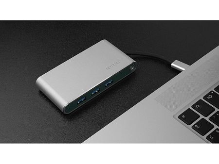 Хаб 8-в-1 Type-C «Hermes», USB 3.0 x 3, Type-C PD, HDMI, LAN, картридер