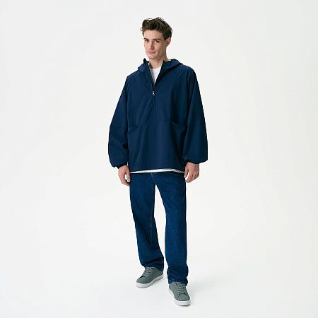 Ветровка (анорак) оверсайз унисекс Риссман (Rissman), темно-синяя, размер XL/XXL