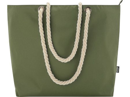 Пляжная сумка-холодильник Panama GRS из переработанных материалов с ручками-шнурками