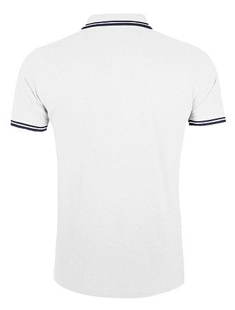 Рубашка поло женская Pasadena Women 200 с контрастной отделкой, белая с синим, размер XXL