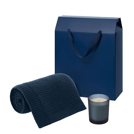 Подарочный набор Энигма (Enigmа), Мальта Софт (Malta Soft), синий (свеча, плед)
