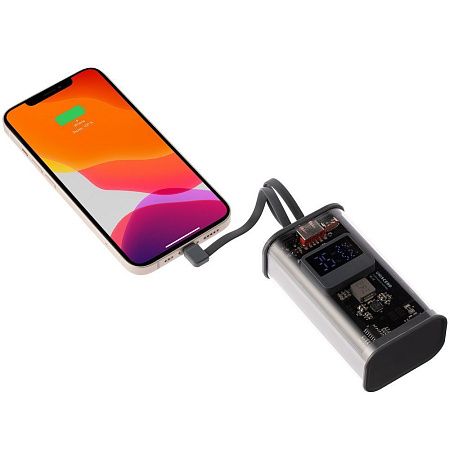 Аккумулятор с быстрой зарядкой Trellis Geek 10000 мАч, темно-серый