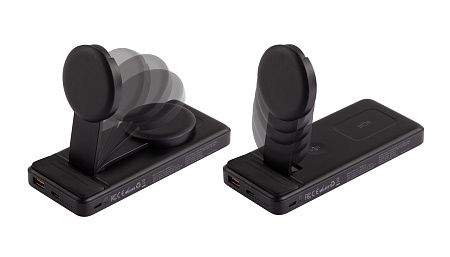 Беспроводная зарядная (20W/15W) станция-пауэрбэнк "Slider" 10000 mAh для смартфонов, наушников, часов, с подвижным зарядным блоком