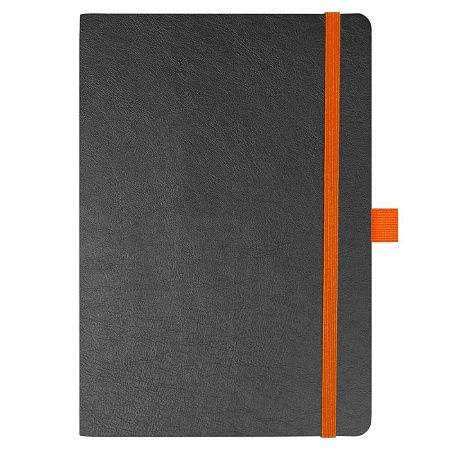 Блокнот Flexy Forest Urban Soft leather  А5, недатированный, с резинкой и петлей для ручки, в гибкой обложке, черно-оранжевый