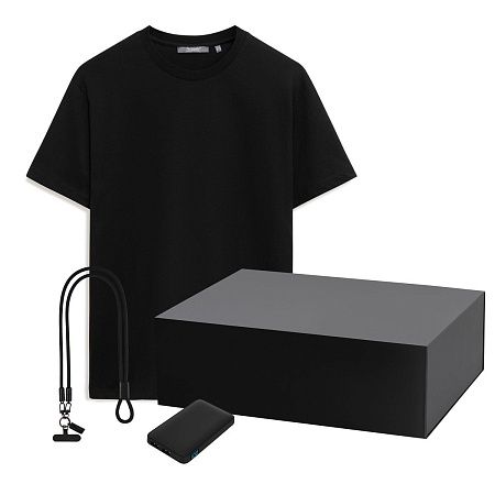 Набор с одеждой KRIS (футболка, аккумулятор, кабель-ланьярд), черный, S