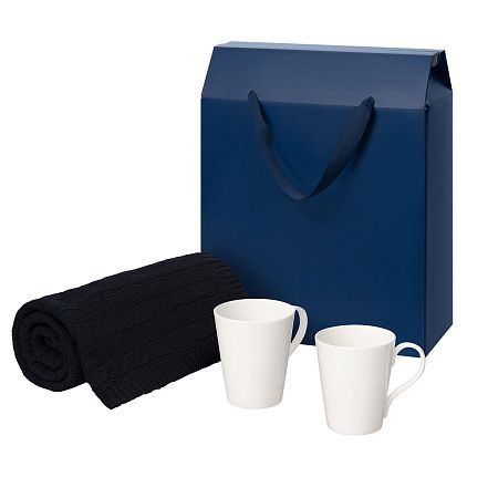 Подарочный набор Веста (Vesta), Фадо (Fado), темно-синий в коробке-пакете (две фарфоровых кружки)
