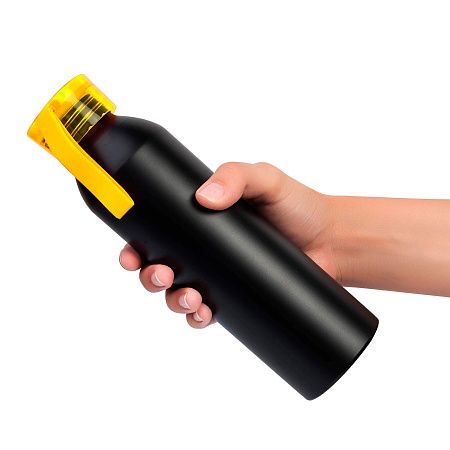 Бутылка для воды VIKING BLACK 650мл. Черная с желтой крышкой 6142.04