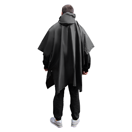 Дождевик пончо Budget туристический один размер, черный