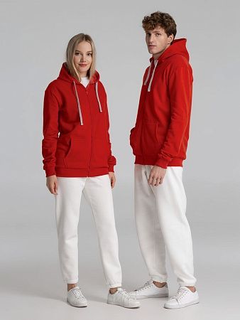 Толстовка на молнии с капюшоном Unit Siverga Heavy, красная, размер S v2