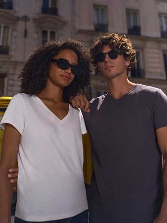 Футболка унисекс Regent с V-образным вырезом, темно-серая, размер XS