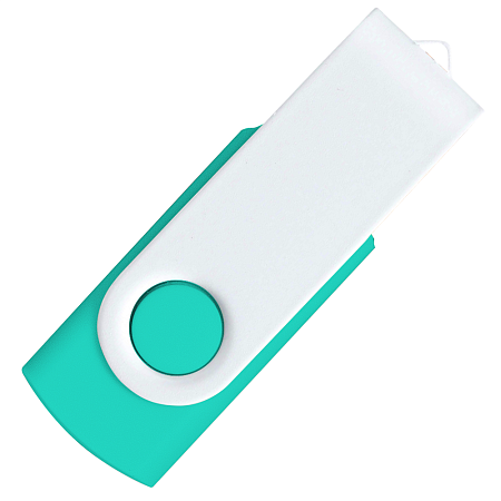 Флеш накопитель USB 2.0 Twister Сolor Mix 16GB, пластик Софт Тач/металл, бирюзовый/белый