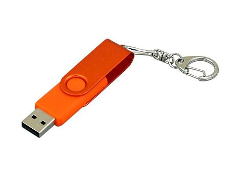 USB 2.0- флешка промо на 16 Гб с поворотным механизмом и однотонным металлическим клипом