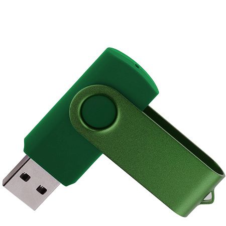 Флеш накопитель USB 2.0 Twister 8GB, пластик Софт Тач/металл, зеленый/зеленый