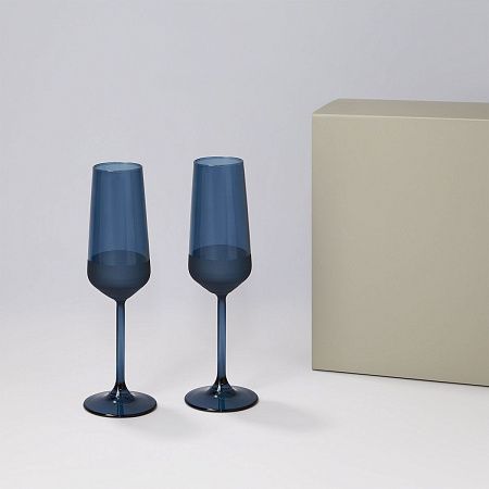 Подарочный набор 2 бокала для шампанского Sapphire в серой коробке