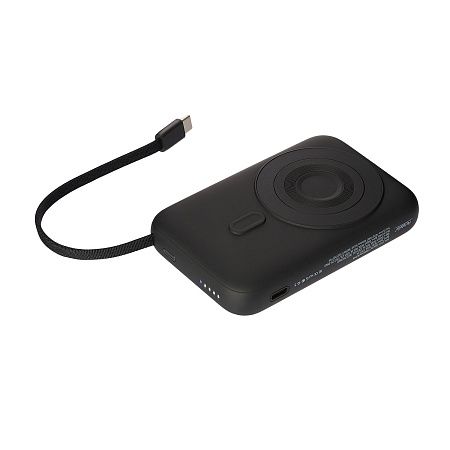 Внешний аккумулятор Комбо (Combo) 4-в-1 10000mAh с функцией беспроводной зарядки 15W, черный