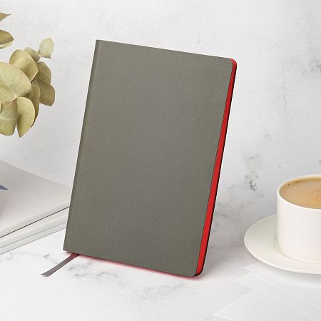 Ежедневник Латте софт-тач (Latte soft touch) недатированный, серый/красный (без стикеров)