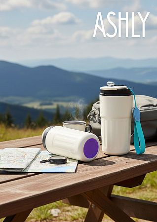 Термокружка Ashly To Go, белая/бирюзовая/фиолетовая