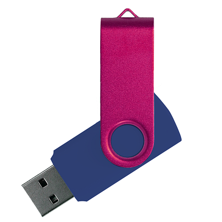Флеш накопитель USB 2.0 Twister Сolor Mix 16GB, пластик Софт Тач/металл, темно-синий/розовый