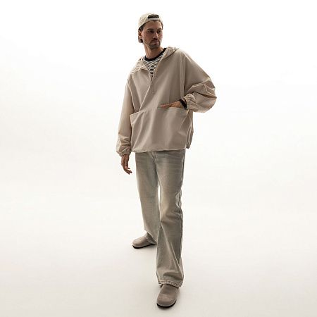 Ветровка (анорак) оверсайз унисекс RISSMAN, бежевая, размер XL/XXL