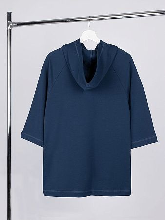 Футболка оверсайз унисекс с капюшоном Neofit, темно-синяя, размер XL/2XL