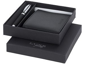 Подарочный набор: ручка шариковая, портмоне, цвет: черный