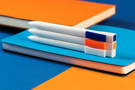 Ручка шариковая Swiper SQ, белая с неоново-оранжевым