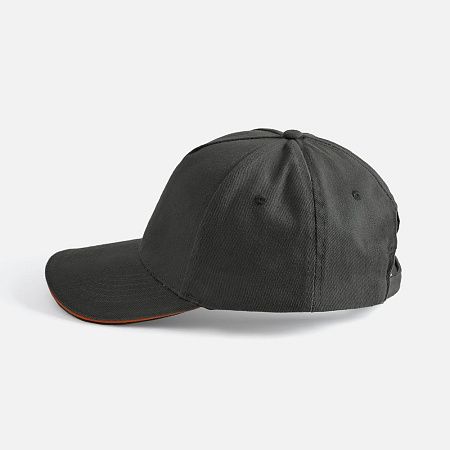 Бейсболка Long Beach, серая с оранжевым