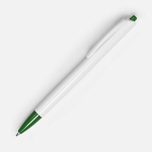 Ручка шариковая Tick, белая с зеленым