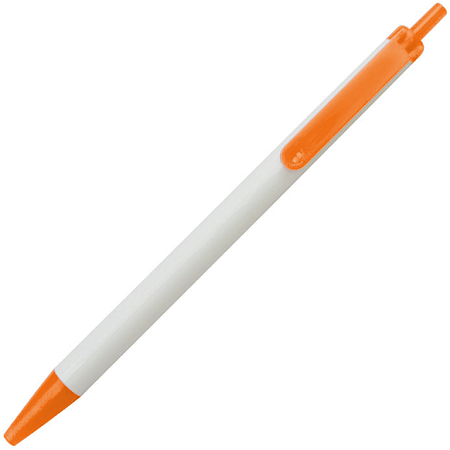 Ручка шариковая, пластиковая, белая/оранжевая