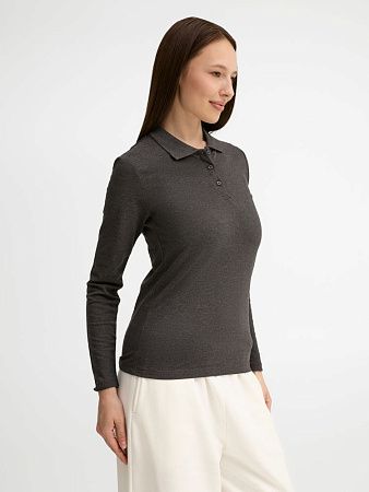 Рубашка поло женская с длинным рукавом Perfect LSL Women, черный меланж, размер M
