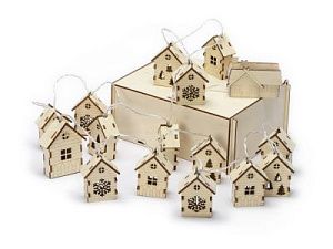 Елочная гирлянда с лампочками «Зимняя сказка» в деревянной подарочной коробке, цвет: натуральный