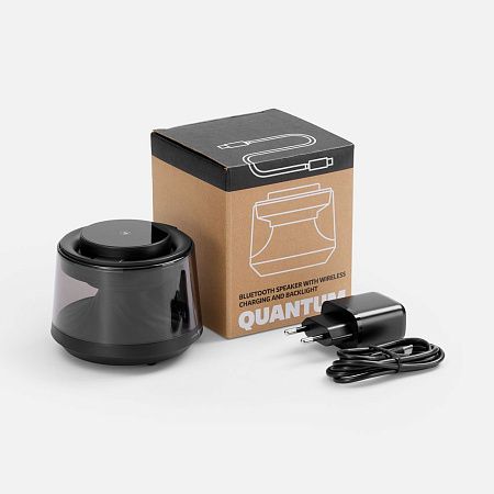 Bluetooth-колонка с подсветкой и беспроводной зарядкой Quantum, черная