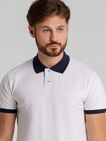 Рубашка поло Prince 190, белая с темно-синим, размер L