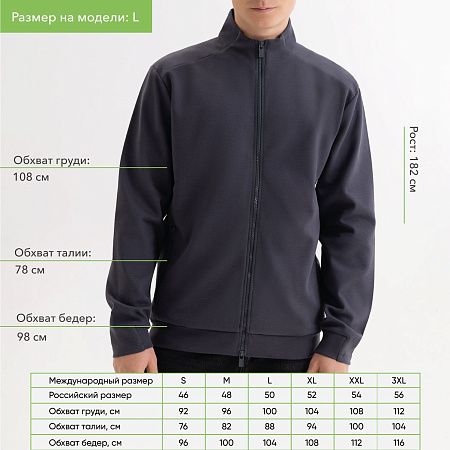 Толстовка на молнии Астин (Astin) антрацит, размер S/M