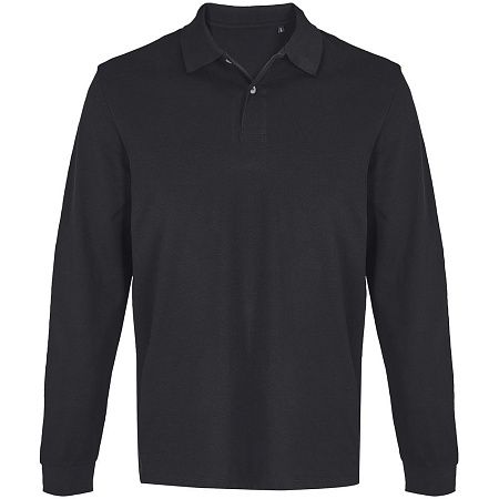 Рубашка поло унисекс с длинным рукавом Pacific LSL, черная, размер M