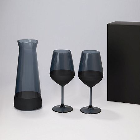 Подарочный набор декантер + 2 бокала для вина Black Edition в черной коробке