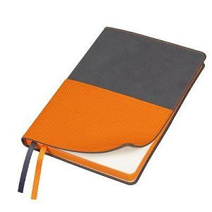 Ежедневник Flexy Smart Harbor Nuba Gemini А5, серый/оранжевый, недатированный, в гибкой обложке