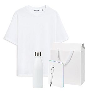 Набор с одеждой RUST (футболка, термобутылка, ежедневник, ручка), черный/белый, XS/S